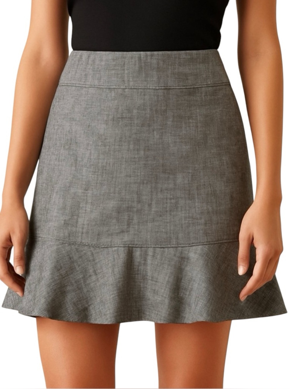 Smart Set Linen/cotton/spandex ruffle bottom grey  lightweight skirt. Sz 13